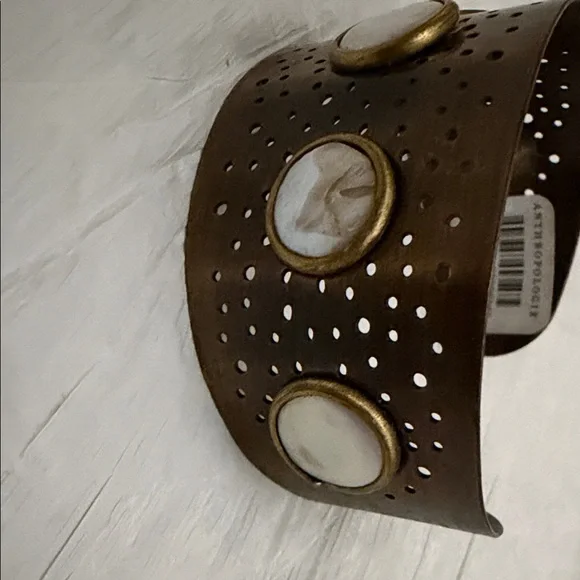 Anthropologie Bronze and Cream Cuff Bracelet - Picture 3 of 4